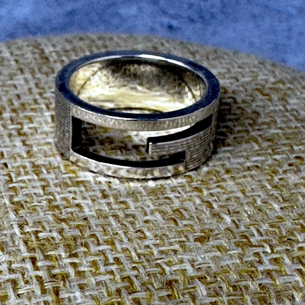 Gucci GG Silver 925 Logo Ring Size 6.25​ EUC​